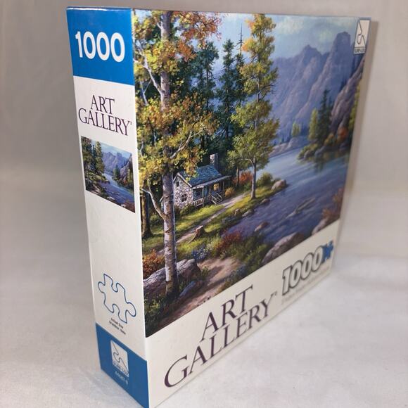 Art Gallery LAKESIDE LODGE Sure-Lox 1000 Pc Jigsaw Puzzle Lake Cabin Sealed NEW - Picture 2 of 5